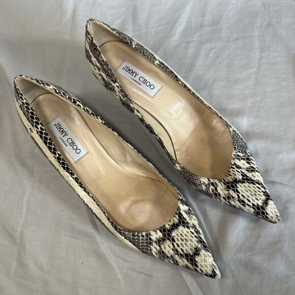 Jimmy Choo Python Kitten Heel Pumps Women’s EUR 42 US 11.5 Pointed Toe - Picture 1 of 8